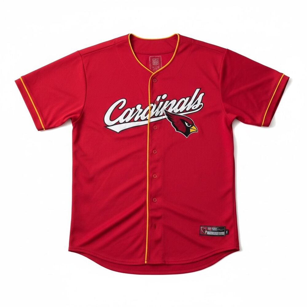 Arizona Cardinals Red Button Up Baseball Jersey One Size Unisex